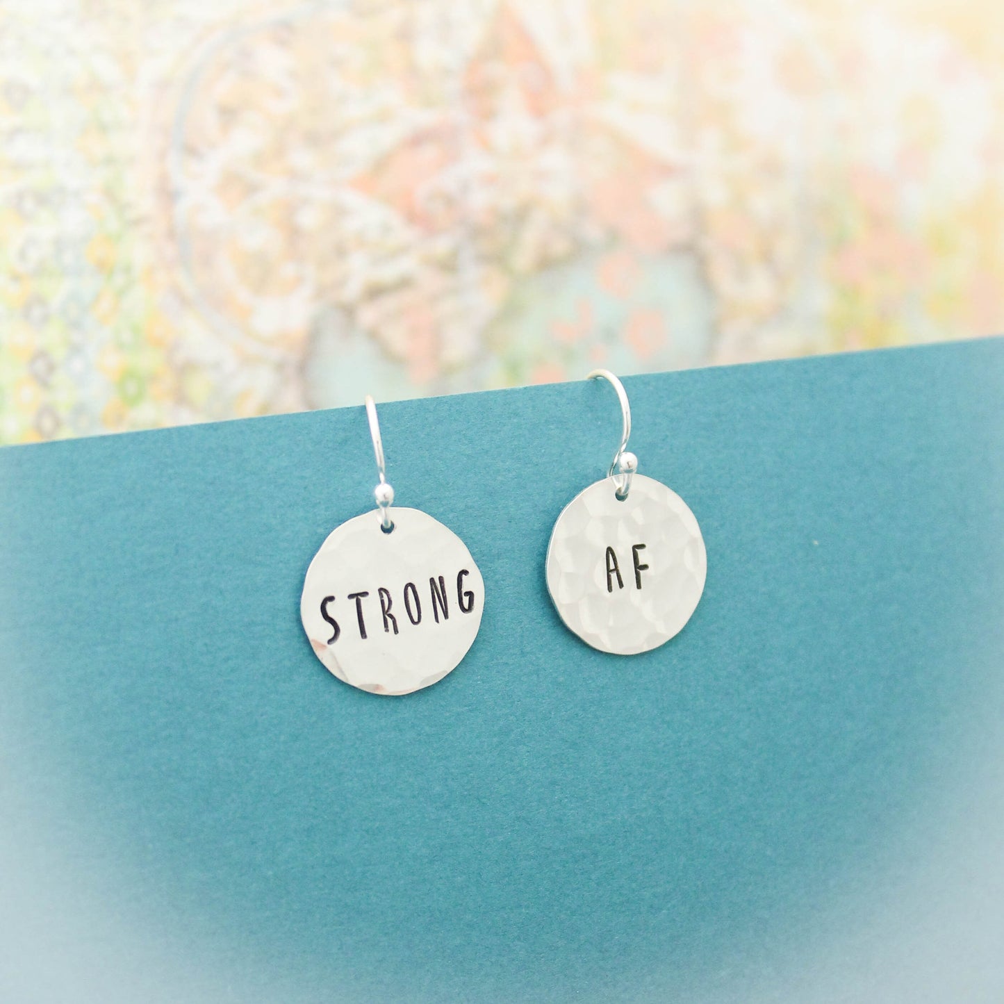 Strong AF Earrings in Sterling Silver, Motivational Inspirational Jewelry, Gifts for Her, Strong As Fuck Jewelry, Curse Word Jewelry Gift