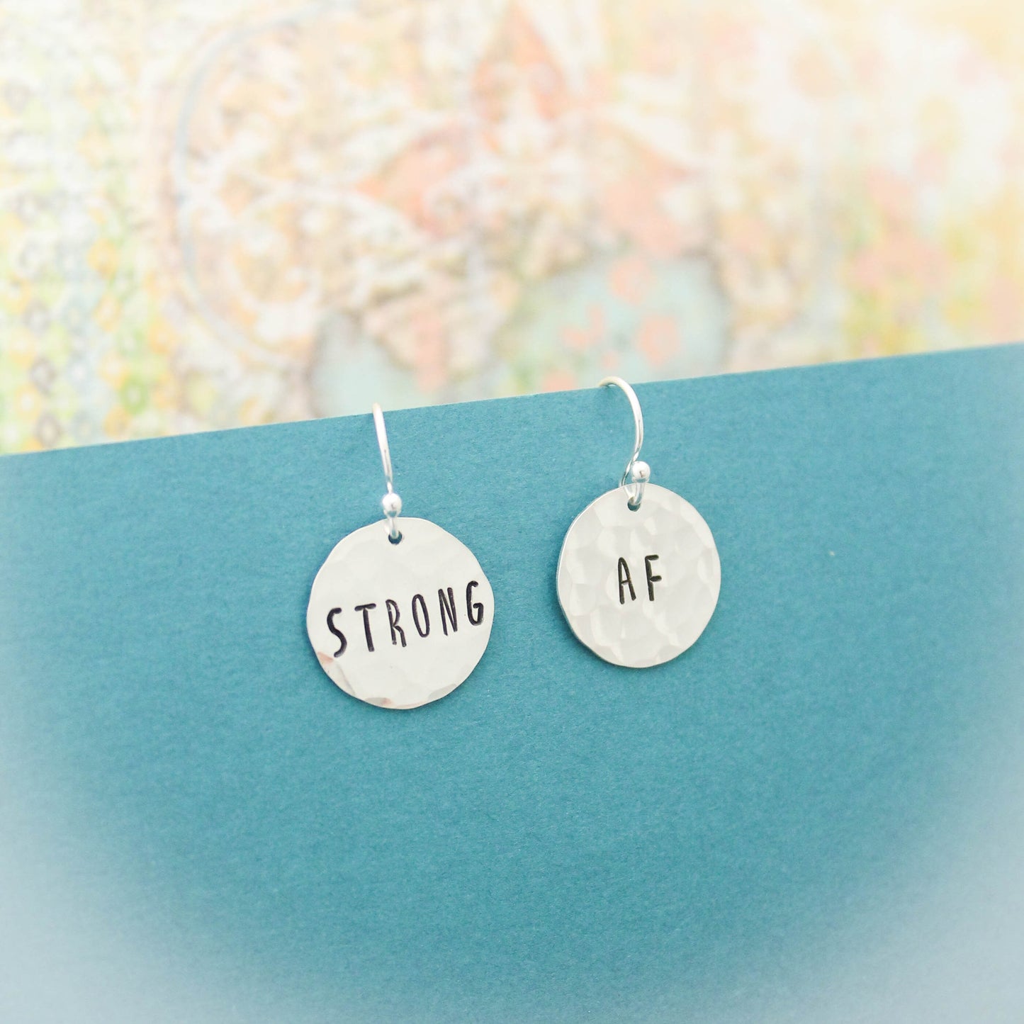 Strong AF Earrings in Sterling Silver, Motivational Inspirational Jewelry, Gifts for Her, Strong As Fuck Jewelry, Curse Word Jewelry Gift