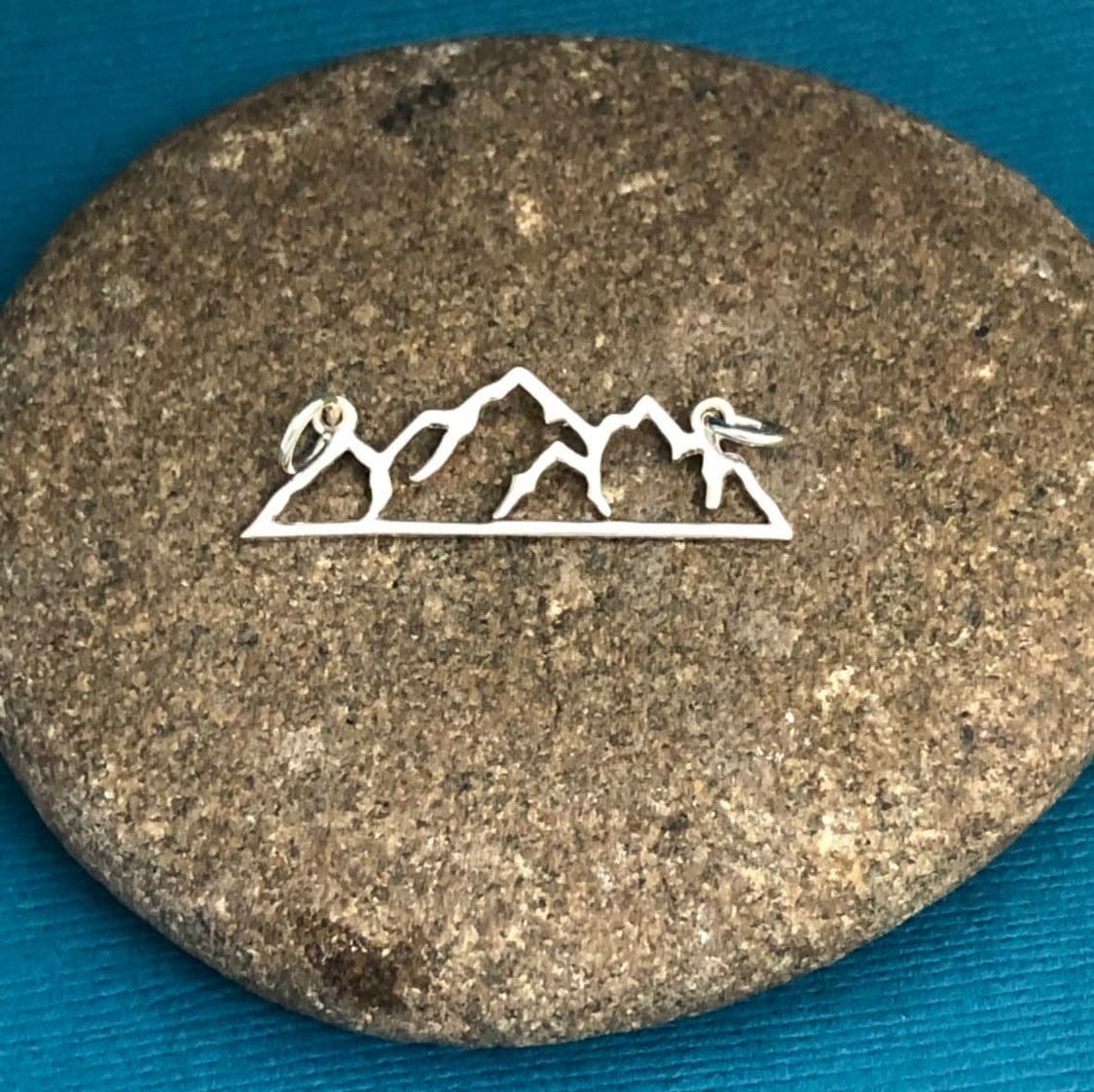 Mountain Necklace Sterling Silver or Gold, Horizontal Bar Necklace, Mountain Range Jewelry, Adventure Jewelry, Mountain Jewelry, Golden