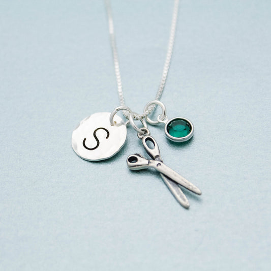 Hair Dresser Gift Personalized Hand Stamped Necklace Beauty Salon Scissors Charm