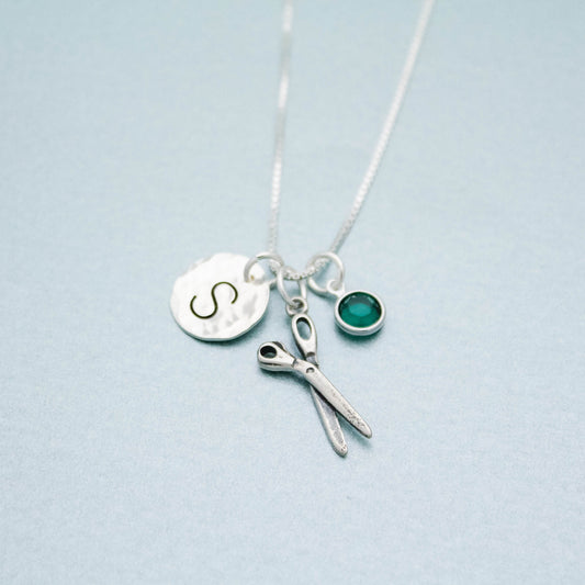 Hair Dresser Gift Personalized Hand Stamped Necklace Beauty Salon Scissors Charm