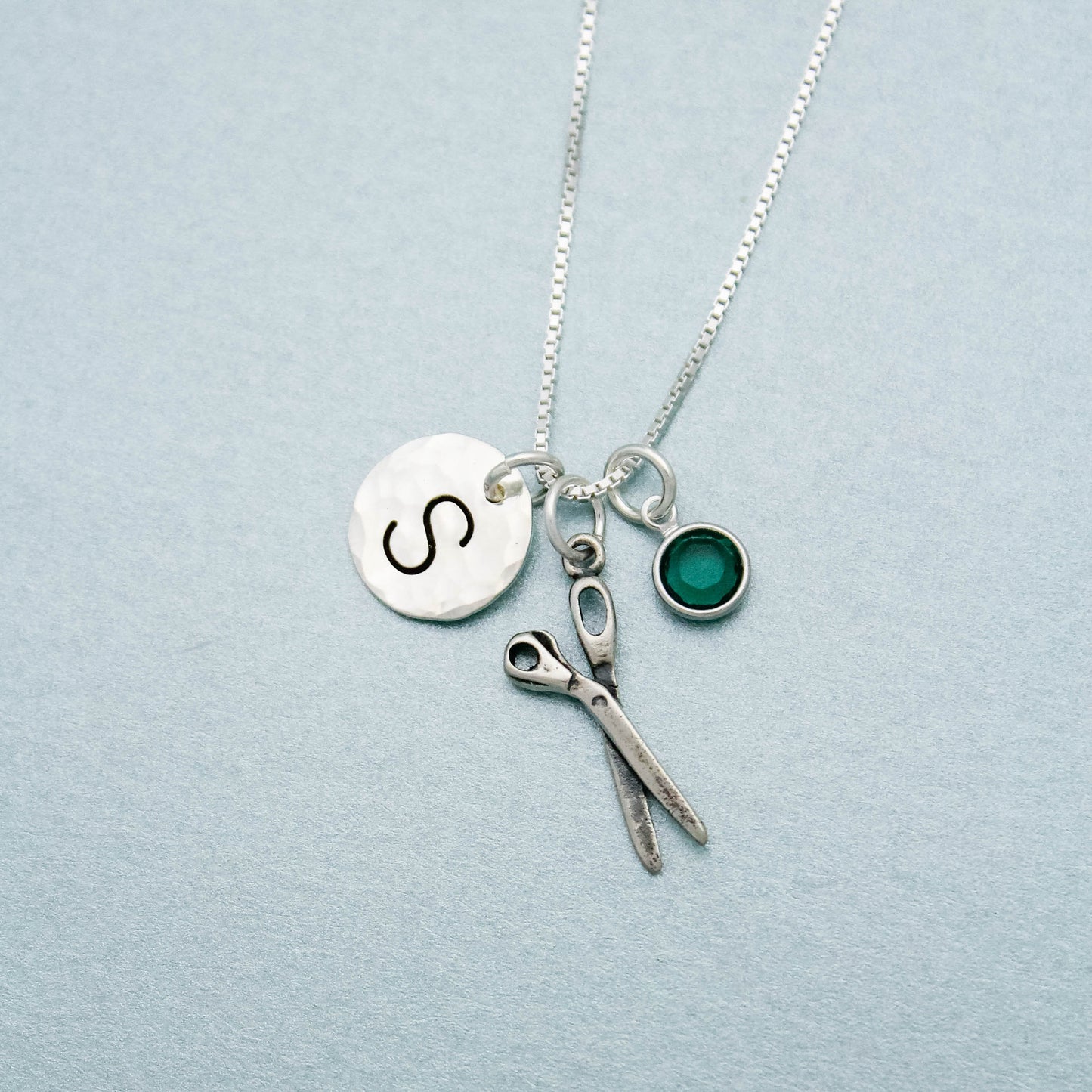 Hair Dresser Gift Personalized Hand Stamped Necklace Beauty Salon Scissors Charm