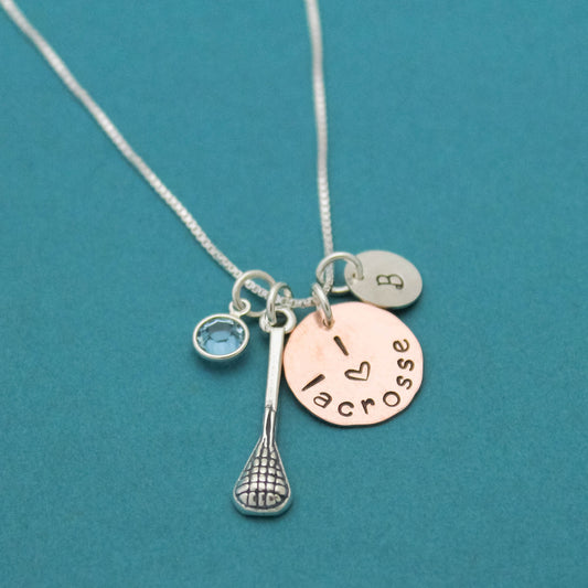 Lacrosse Necklace, Field Hockey Necklace, Running Necklace, Dance Necklace, Tennis Neckalce, Music Necklace Drama, Personalized Hand Stamped