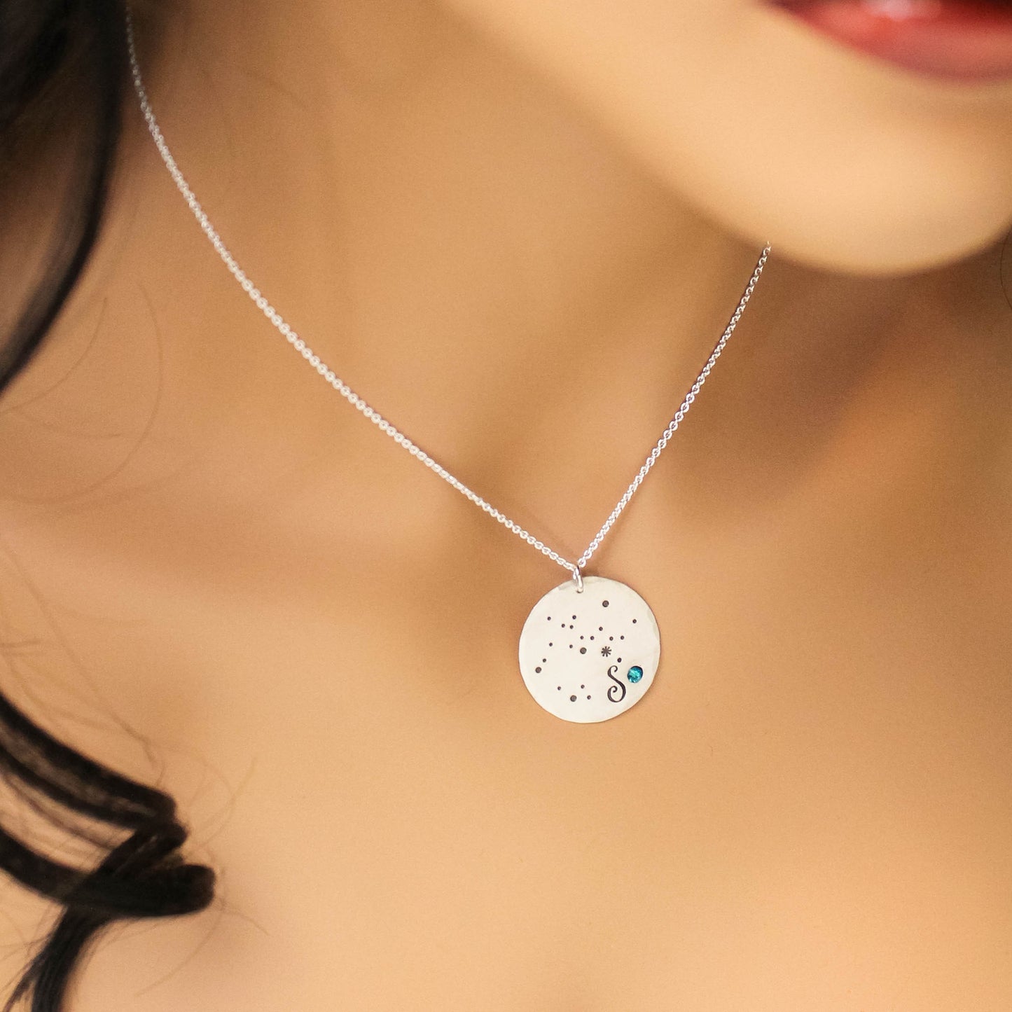 Zodiac Constellation Birthstone Necklace, Sterling Silver December Birthstone Necklace, Birthday Gift, Constellation Birthstone Jewelry