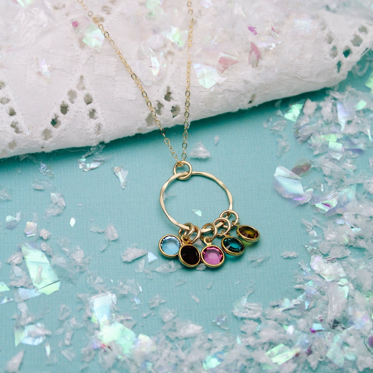 Gold Grandmother Necklace with Birthstones Personalize with Grandchildren Hand Stamped Jewelry 14K Gold Filled, Gold Birthstone Necklace