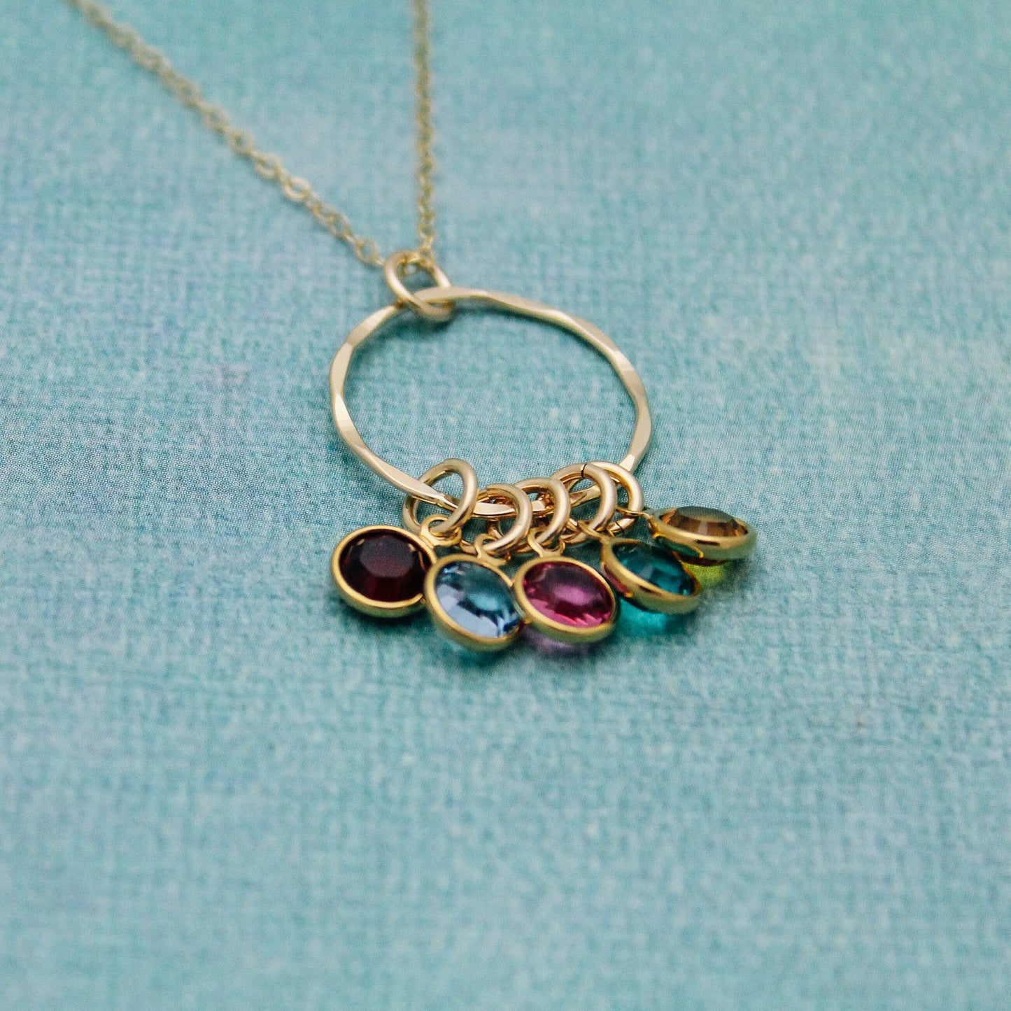 Gold Grandmother Necklace with Birthstones Personalize with Grandchildren Hand Stamped Jewelry 14K Gold Filled, Gold Birthstone Necklace