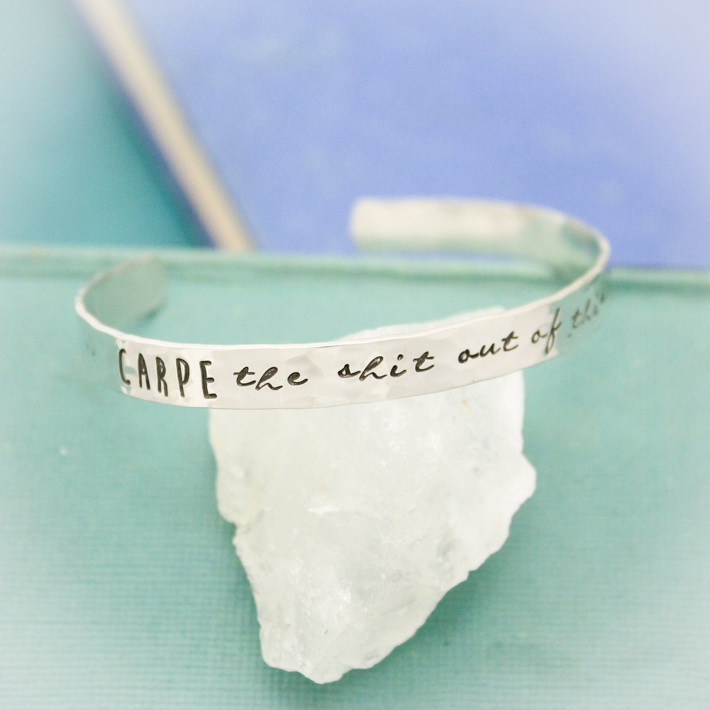 Carpe the shit out of this Diem Cuff Bracelet, Sterling Silver Cuff Bangle, Personalized Hand Stamped Cuff Bangle Bracelet, Inspirational