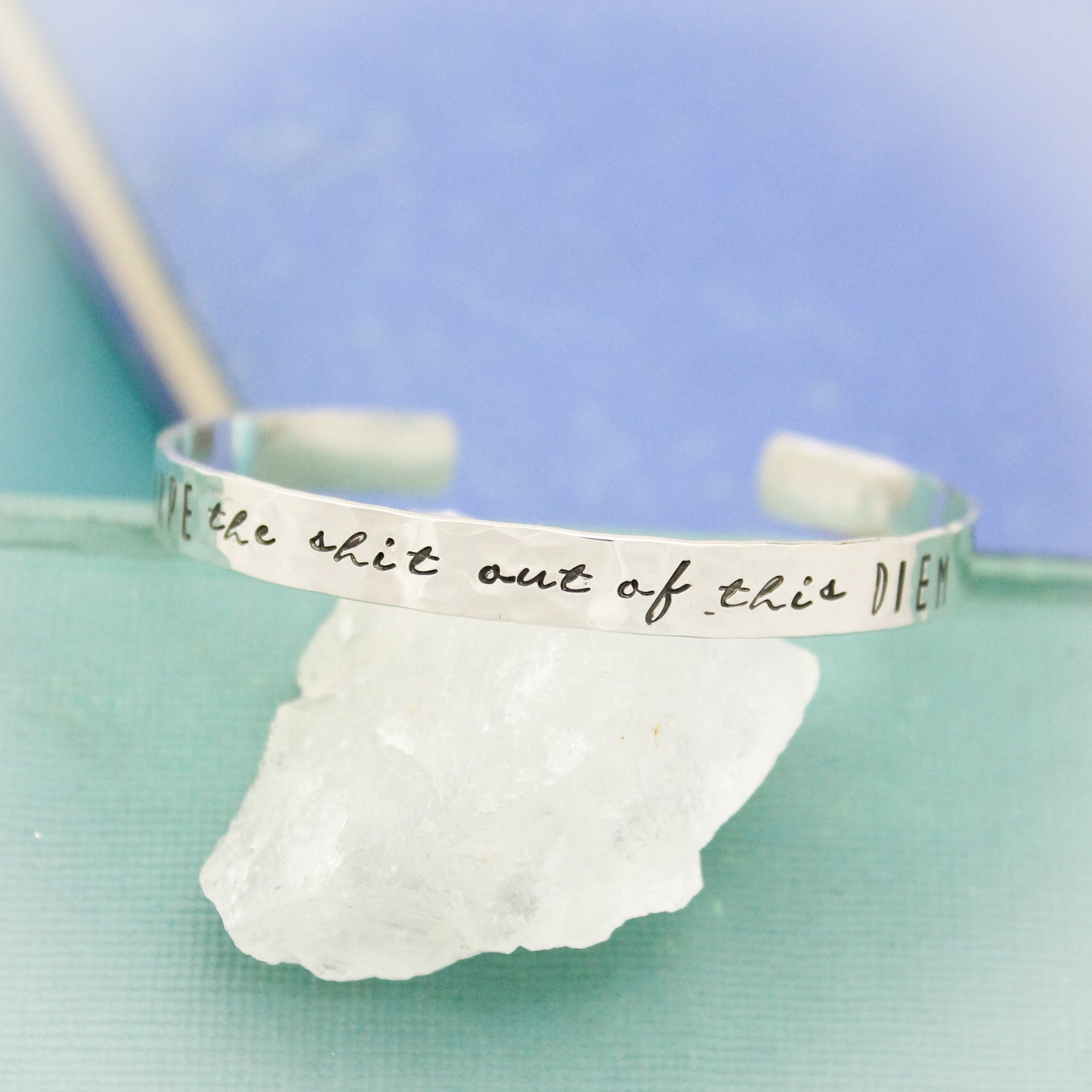 Carpe the shit out of this Diem Cuff Bracelet, Sterling Silver Cuff Bangle, Personalized Hand Stamped Cuff Bangle Bracelet, Inspirational