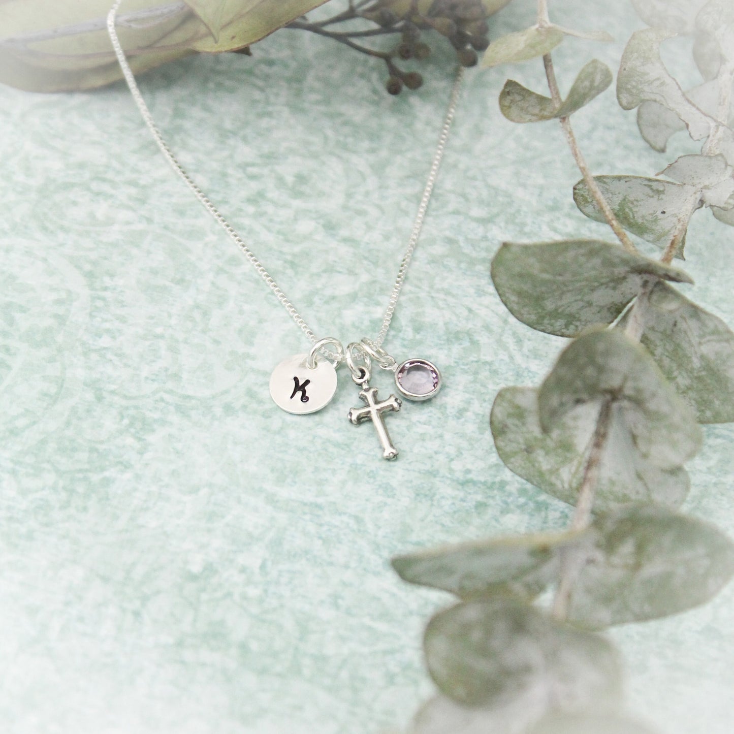 Cross Charm Necklace, Confirmation Cross Necklace, First Communion Cross Necklace, Personalized Hand Stamped Jewelry