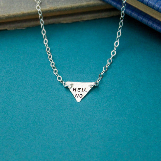 HELL NO Necklace in Sterling Silver, Hell No, Hand Stamped Bar Necklace, Hell No Bar Necklace, Curse Word Explicit Jewelry, Gift for Her