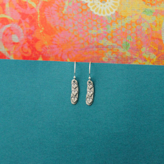 Cute Heart Earrings, Sterling Silver Heart Earrings, Valentine's Day Gift, Heart Jewelry, Gifts for Her, Dainty Silver Earrings, Rustic