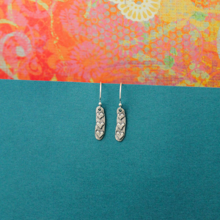 Cute Heart Earrings, Sterling Silver Heart Earrings, Valentine's Day Gift, Heart Jewelry, Gifts for Her, Dainty Silver Earrings, Rustic