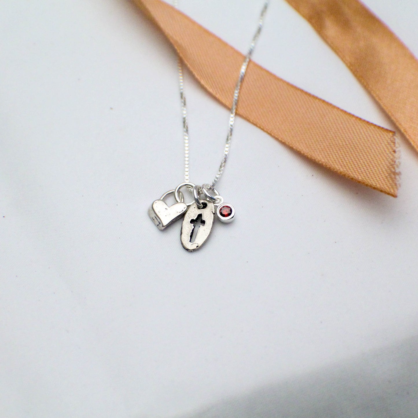 Ships Next Day, Cross Charm Necklace, Confirmation Cross Necklace, First Communion Cross Necklace, Personalized Hand Stamped Jewelry