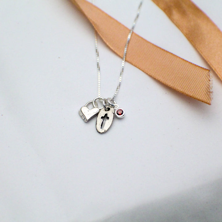 Ships Next Day, Cross Charm Necklace, Confirmation Cross Necklace, First Communion Cross Necklace, Personalized Hand Stamped Jewelry