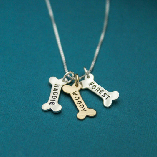 Personalized Dog Bone Necklace, Dog Lover Gift, Bone Necklace, Gifts for Dog Lovers, Gifts for Her, Hand Stamped Personalized Necklace