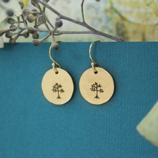 Tree of Life Charm Earrings, Family Tree Earrings, Gold Earrings, Tree Earrings, Gifts for Her, Birthday Gift, Gold Trees