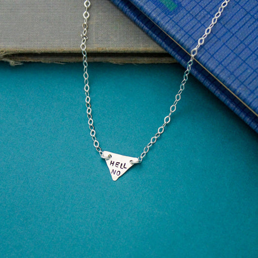 HELL NO Necklace in Sterling Silver, Hell No, Hand Stamped Bar Necklace, Hell No Bar Necklace, Curse Word Explicit Jewelry, Gift for Her