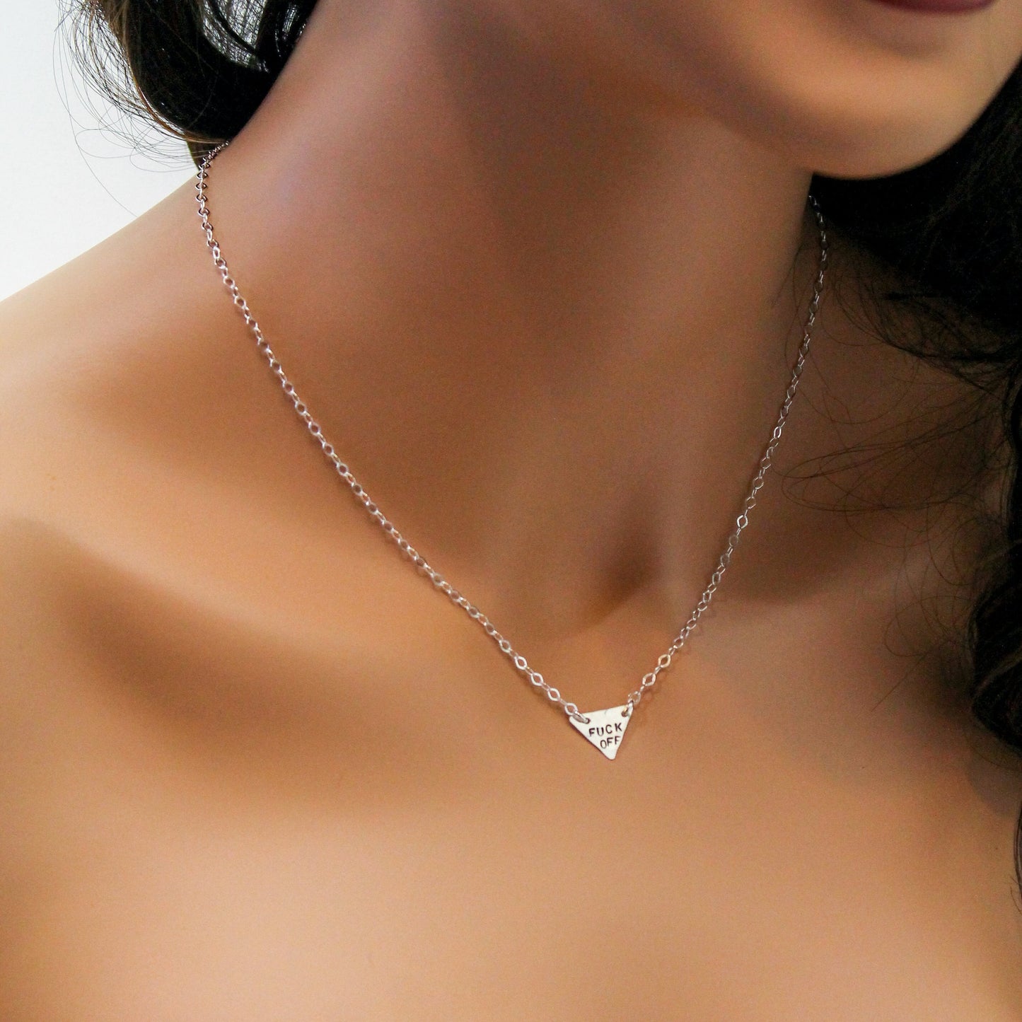 HELL NO Necklace in Sterling Silver, Hell No, Hand Stamped Bar Necklace, Hell No Bar Necklace, Curse Word Explicit Jewelry, Gift for Her
