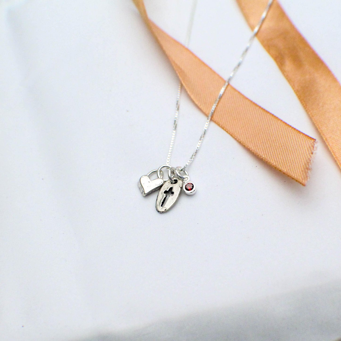 Ships Next Day, Cross Charm Necklace, Confirmation Cross Necklace, First Communion Cross Necklace, Personalized Hand Stamped Jewelry