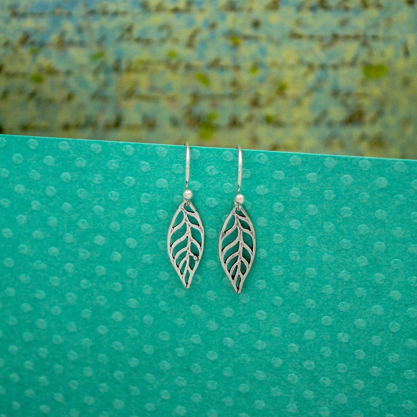 Leaf Charm Earrings, Botanical Leaf Earrings, Sterling Silver Earrings, Leaf Drop Earrings, Gifts for Her, Birthday Gift, Cute Silver Leaves