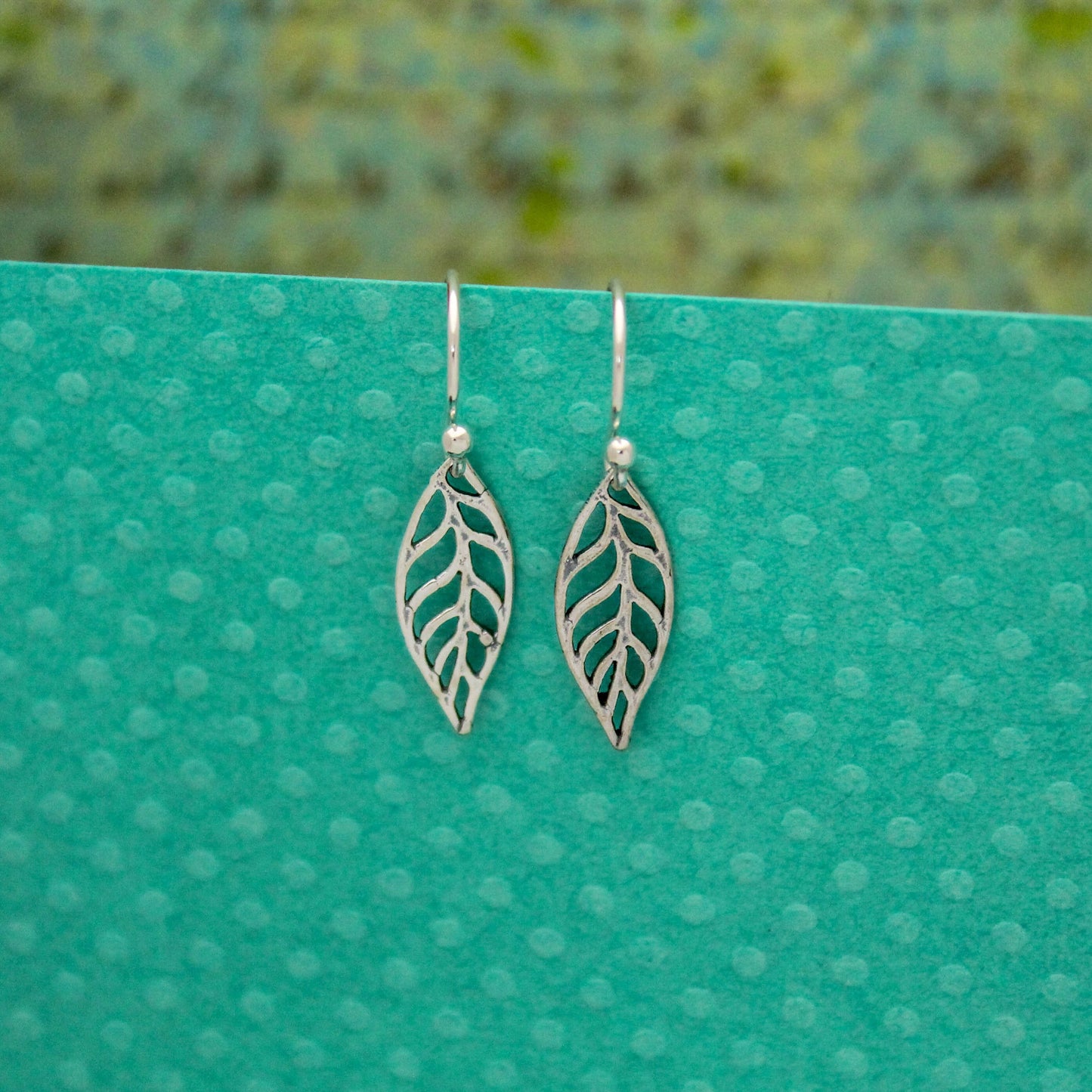 Leaf Charm Earrings, Botanical Leaf Earrings, Sterling Silver Earrings, Leaf Drop Earrings, Gifts for Her, Birthday Gift, Cute Silver Leaves