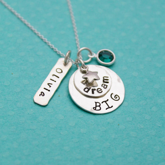 Dream BIG Necklace, Personalized Graduation Jewelry, Graduation Gift, Hand Stamped Necklace, Personalized Jewelry, Star Jewelry, Dream Big