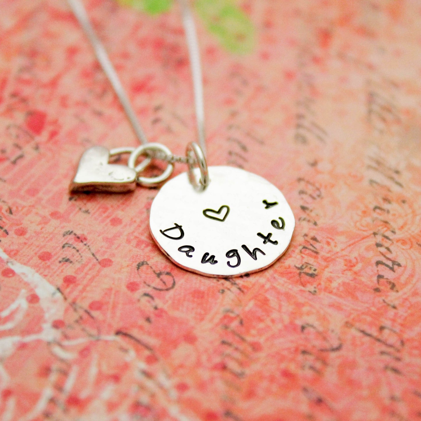 Daughter Necklace, Daughter Necklace Gift, Tiny Sterling Silver Daughter Personalized Hand Stamped Jewelry, Gift for Daughters, Grad Gift