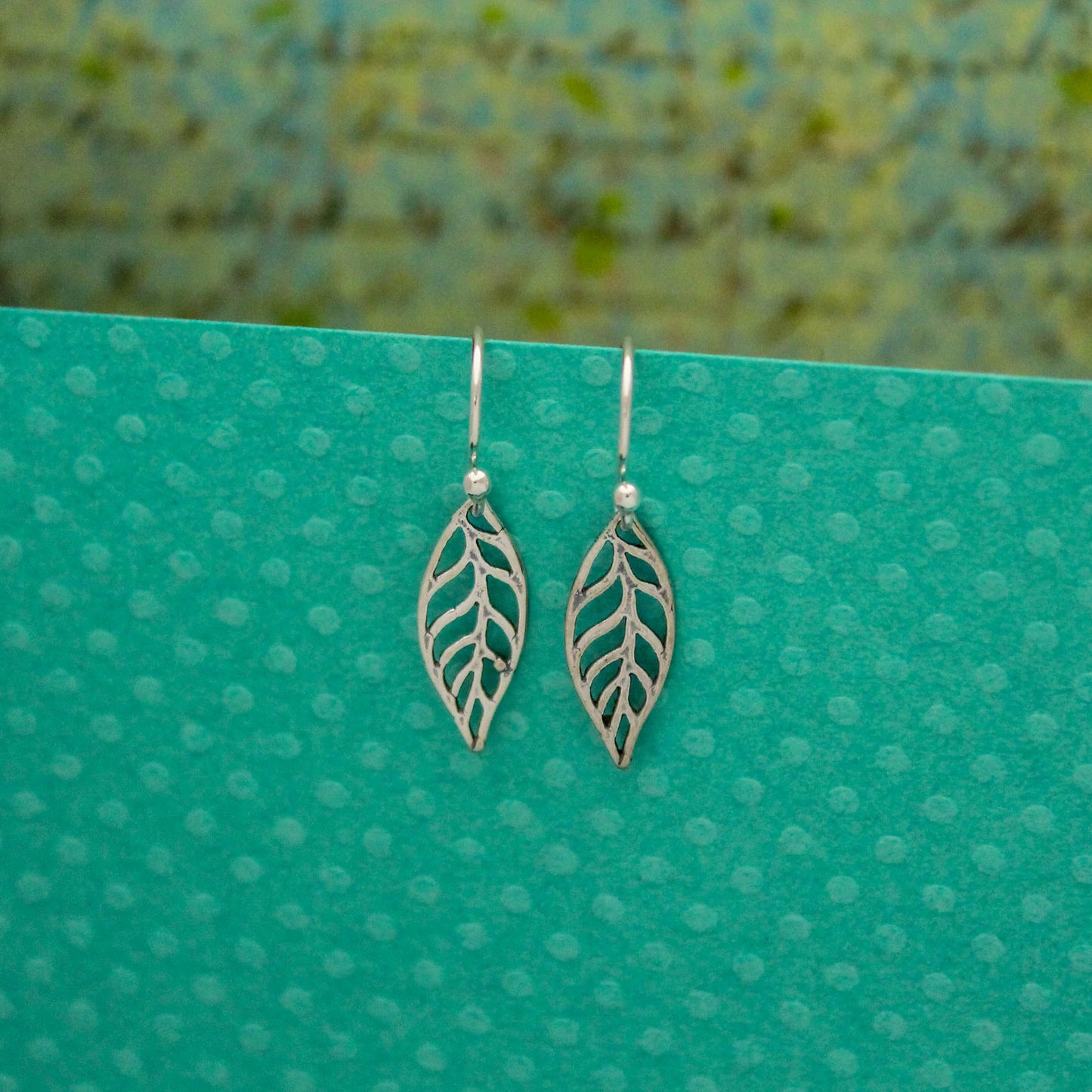 Leaf Charm Earrings, Botanical Leaf Earrings, Sterling Silver Earrings, Leaf Drop Earrings, Gifts for Her, Birthday Gift, Cute Silver Leaves