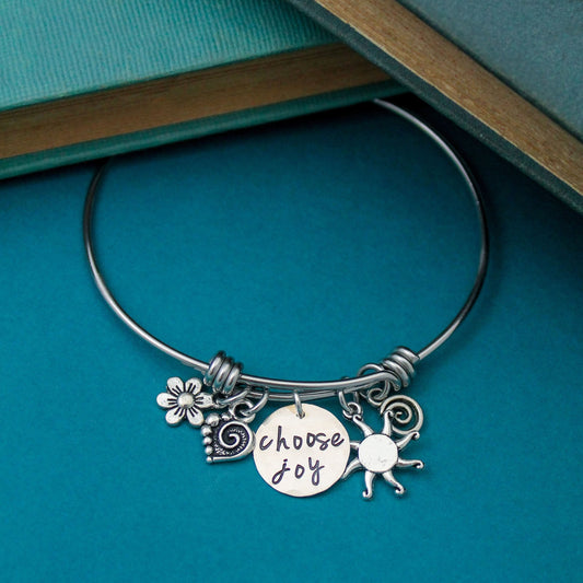 Choose Joy Bracelet, Choose JOY Bangle, Positive Jewelry Bracelet, Love Bracelet Gift, Hand Stamped Personalized Jewelry Gift, Gift for Her