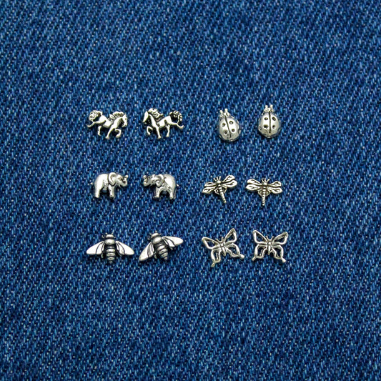 Cute Animal & Insect Studs in Sterling Silver Bumblebee, Lady Bugs, Butterfly, Horses, Elephants and Dragonfly, Minimalist Stud Earrings