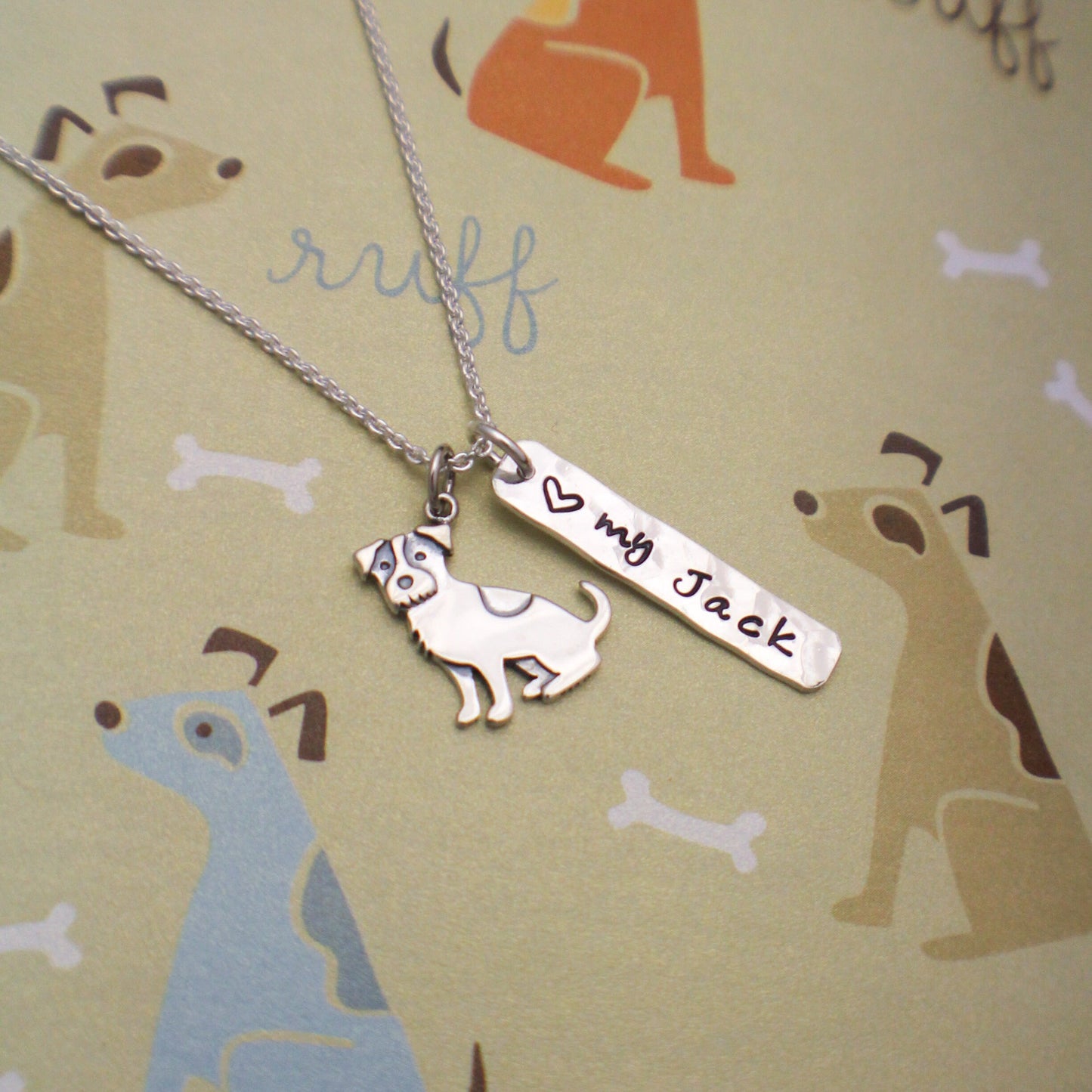 LOVE my Jack Necklace, Sterling Silver Dog Necklace, Jack Russell Lover Gift, New Pet Gift, Jack Russell Terrier Jewelry, Jack Necklace