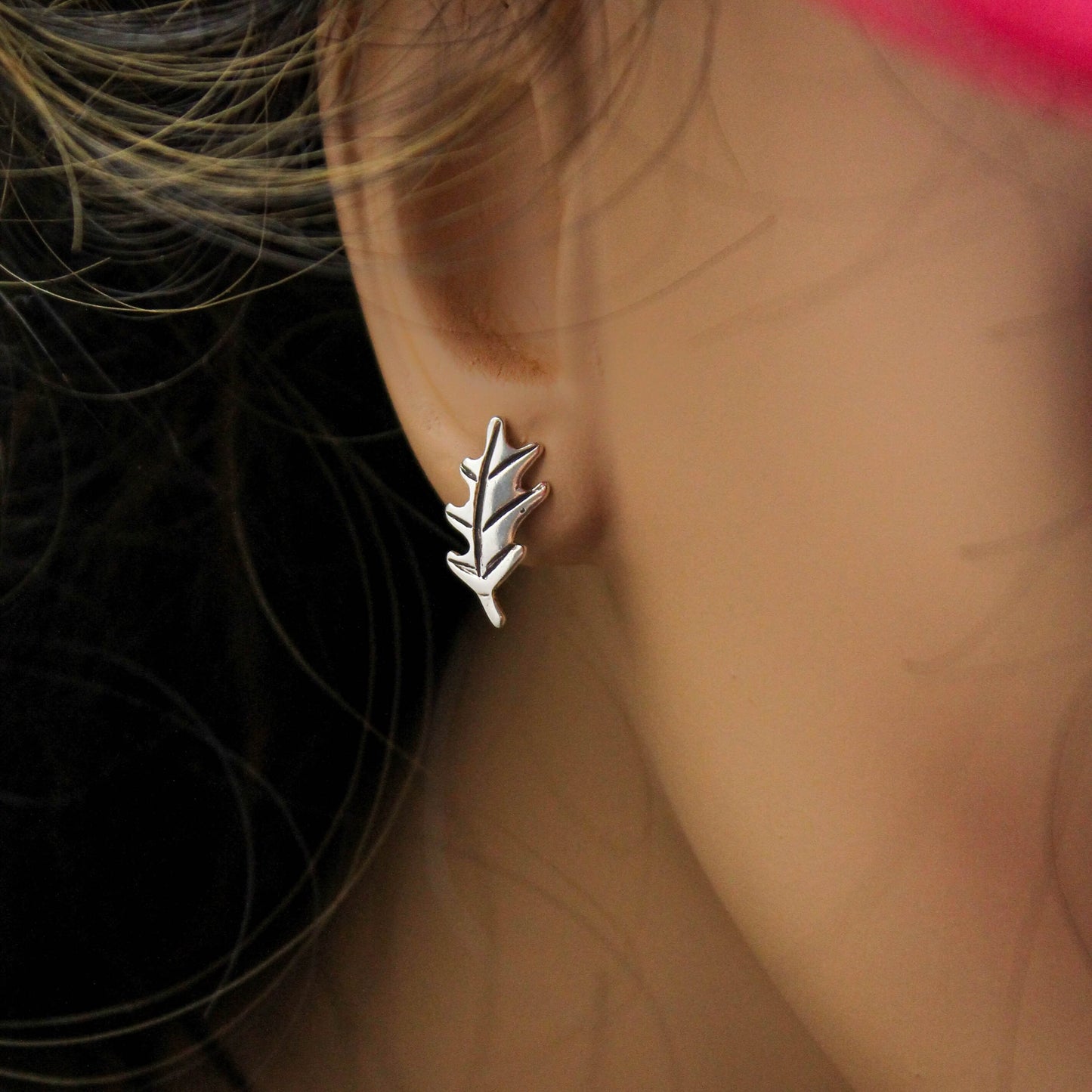 Cute Studs in Sterling Silver Sunflowers and Fall Leaves, Minimalist Silver Stud Earrings, Cute Gift for Her, Fall Style Stud Earrings