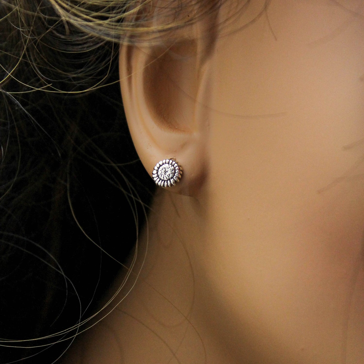 Cute Studs in Sterling Silver Sunflowers and Fall Leaves, Minimalist Silver Stud Earrings, Cute Gift for Her, Fall Style Stud Earrings