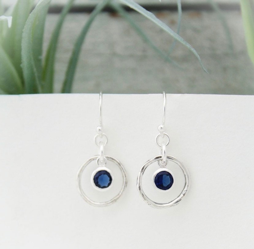 September Birthstone Earrings, Blue Sapphire Jewelry, September Birthday Gift, September Birthstone Jewelry, Sapphire Crystal Earrings