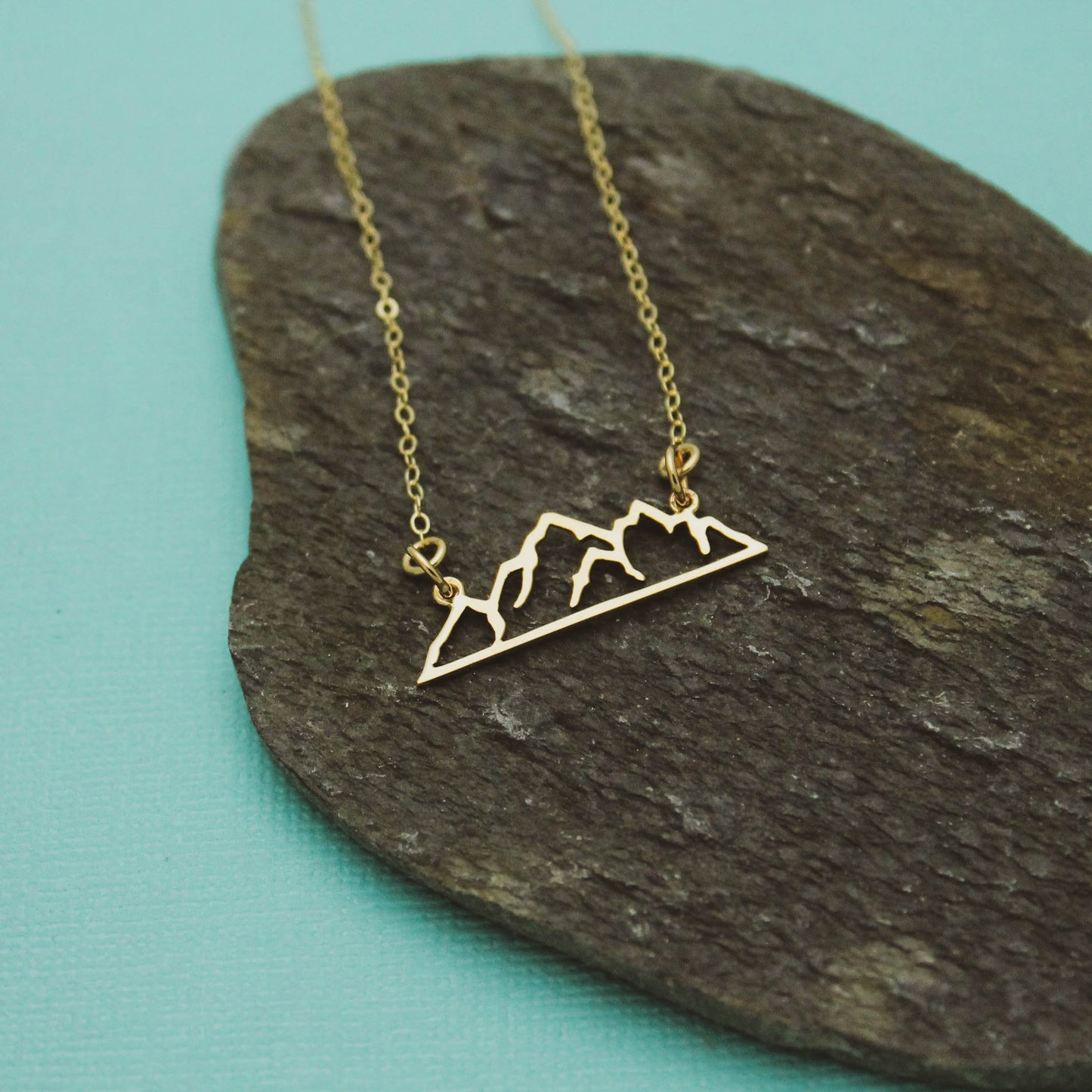 Mountain Necklace Sterling Silver or Gold, Horizontal Bar Necklace, Mountain Range Jewelry, Adventure Jewelry, Mountain Jewelry, Golden