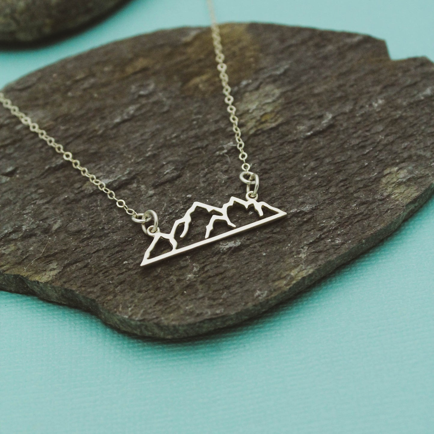 Mountain Necklace Sterling Silver or Gold, Horizontal Bar Necklace, Mountain Range Jewelry, Adventure Jewelry, Mountain Jewelry, Golden