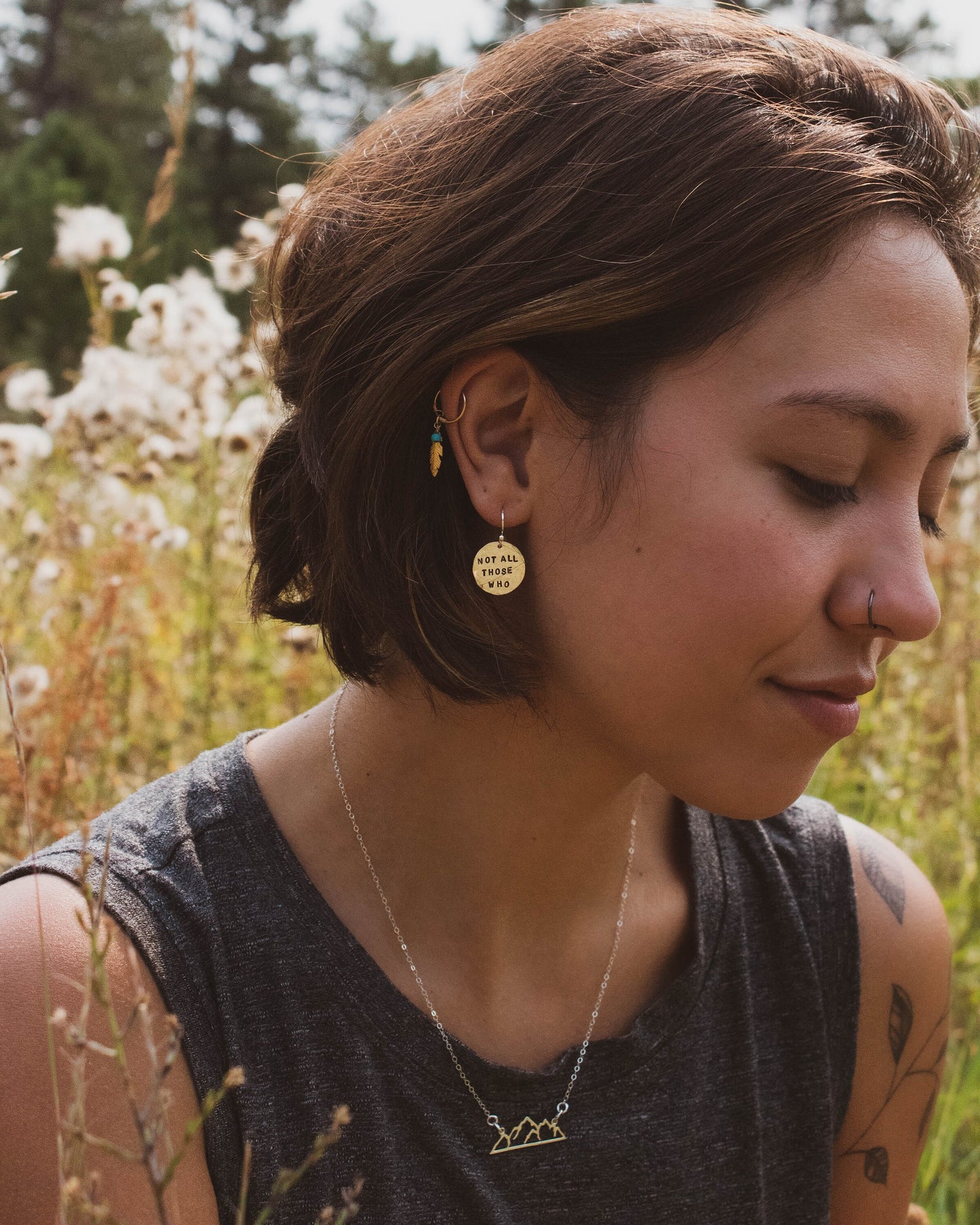 Not All Those Who Wander Are Lost Sterling Silver Earrings, Adventure Jewelry, Hand Stamped Personalized Earrings, Cute Camping Gift for Her