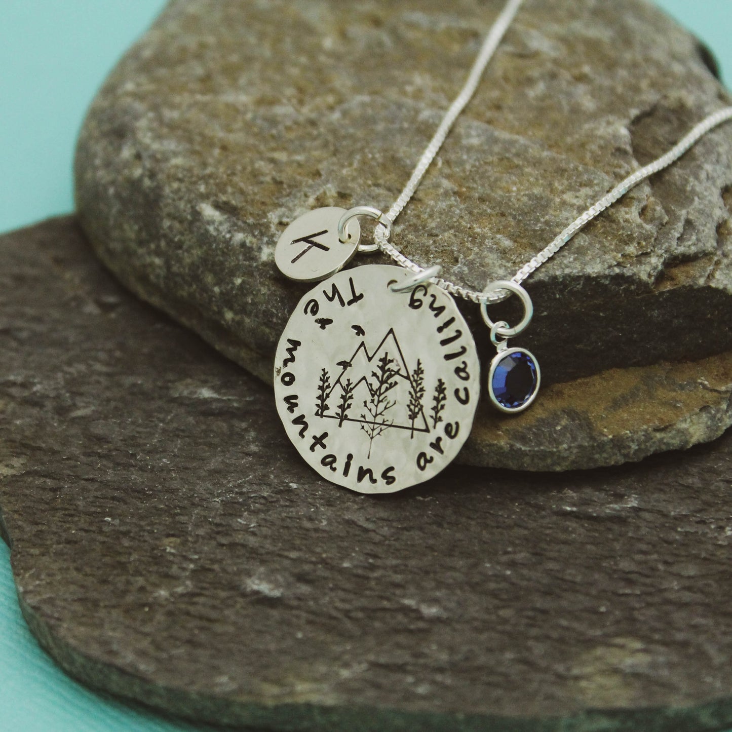 The Mountains Are Calling Necklace, Adventure Jewelry, Mountain Necklace, Outdoors Hiking Climbing Hand Stamped Jewelry, Graduation Jewelry