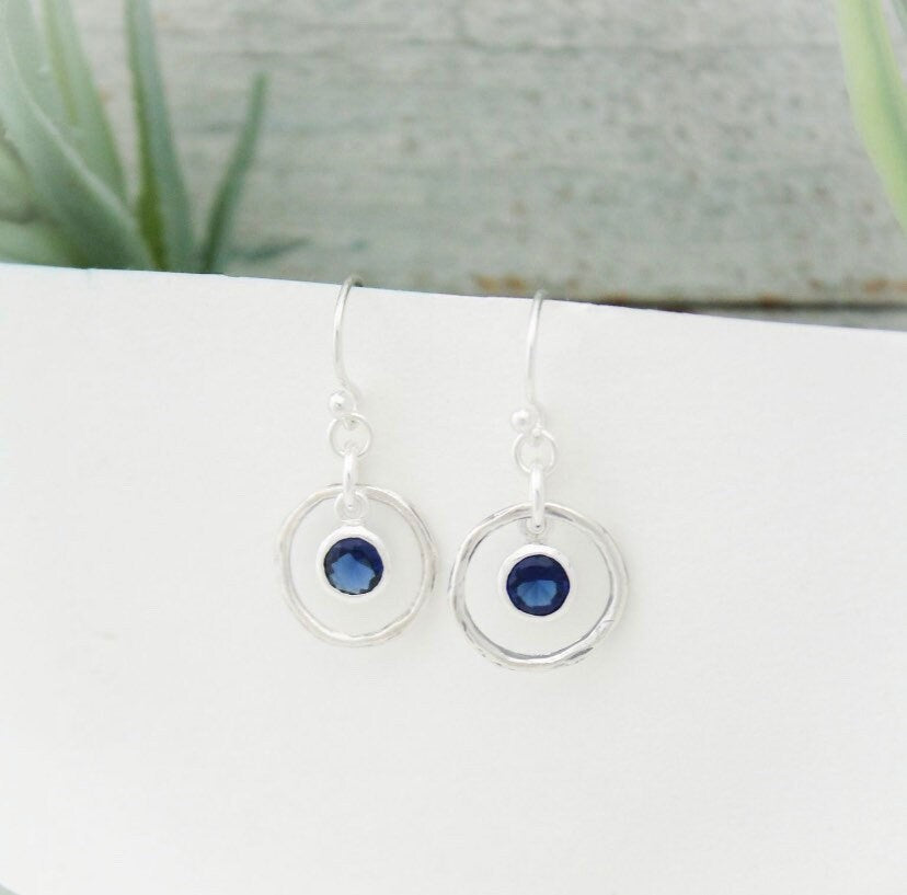 September Birthstone Earrings, Blue Sapphire Jewelry, September Birthday Gift, September Birthstone Jewelry, Sapphire Crystal Earrings