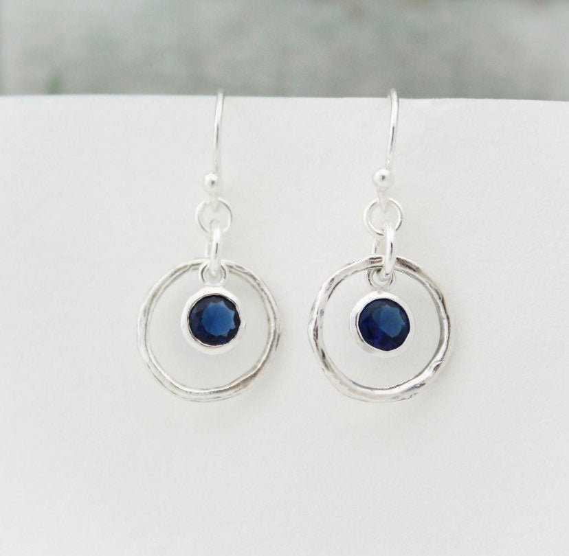 September Birthstone Earrings, Blue Sapphire Jewelry, September Birthday Gift, September Birthstone Jewelry, Sapphire Crystal Earrings