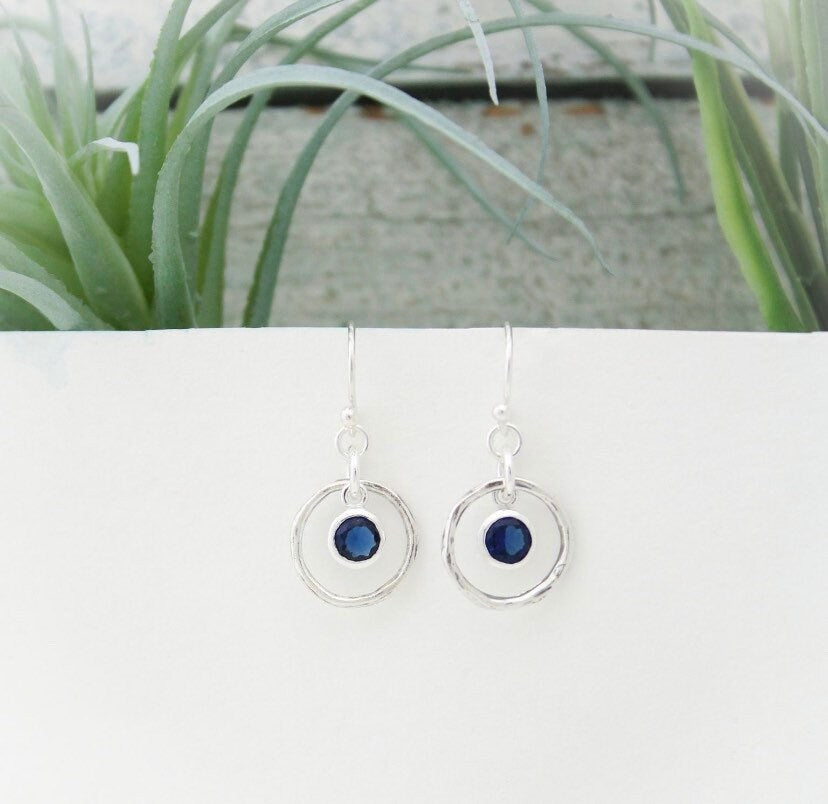 September Birthstone Earrings, Blue Sapphire Jewelry, September Birthday Gift, September Birthstone Jewelry, Sapphire Crystal Earrings