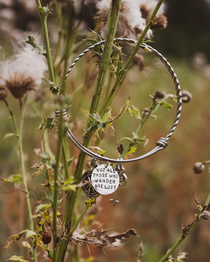 Not All Those Who Wander Are Lost Bracelet, Travel Lover Bangle, Cute Wanderlust Bracelet, Graduation Bracelet Bangle, Hand Stamped Jewelry