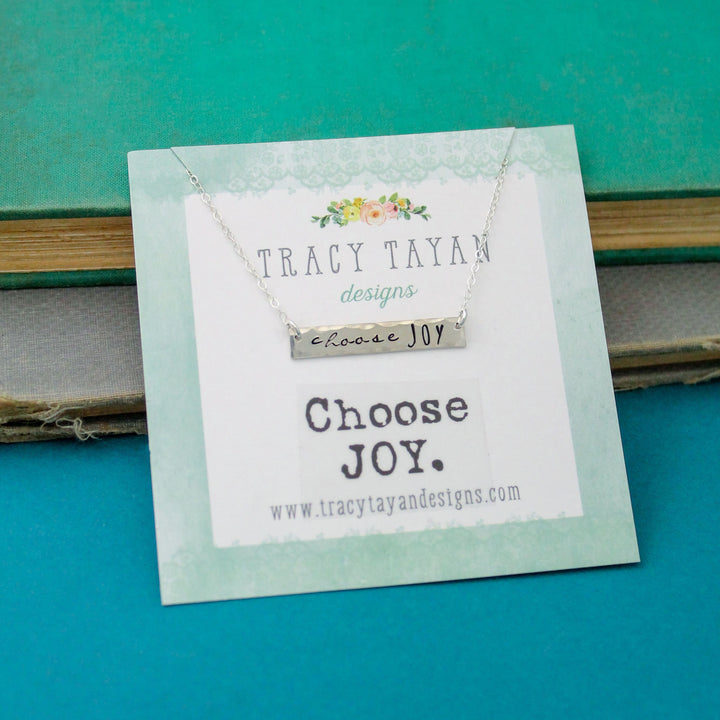 Sterling Silver Choose Joy Bar Necklace, Choose JOY Necklace, Personalized Bar Necklace, Silver Bar Necklace, Unique Hand Stamped Jewelry