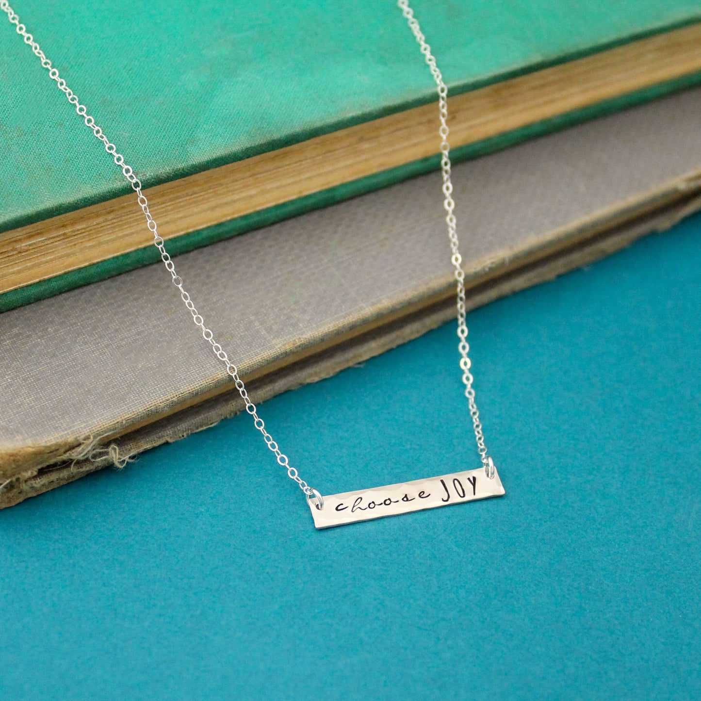 Sterling Silver Choose Joy Bar Necklace, Choose JOY Necklace, Personalized Bar Necklace, Silver Bar Necklace, Unique Hand Stamped Jewelry