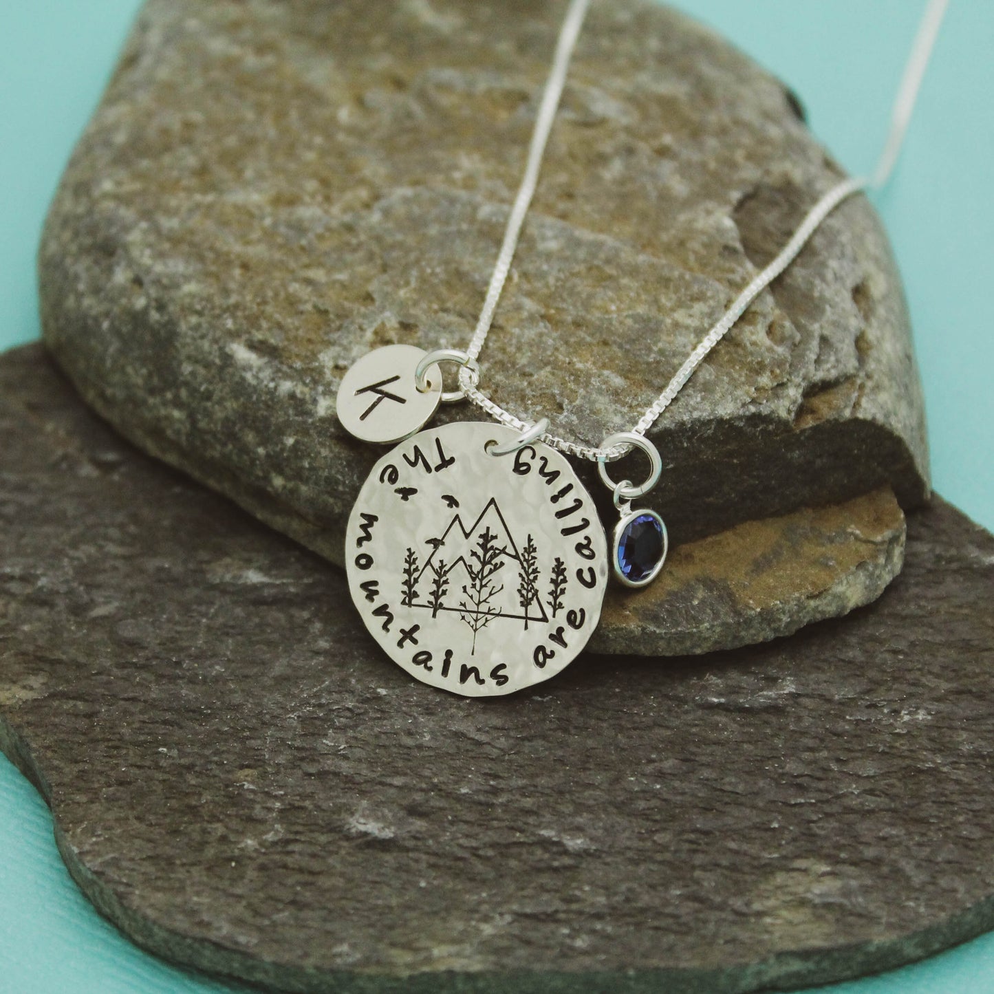 The Mountains Are Calling Necklace, Adventure Jewelry, Mountain Necklace, Outdoors Hiking Climbing Hand Stamped Jewelry, Graduation Jewelry