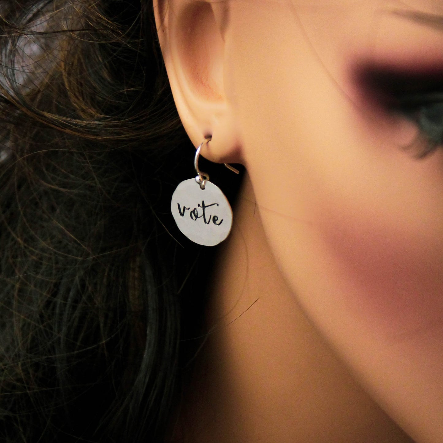 GO VOTE Earrings in Sterling Silver, Voting Earrings, Voting Jewelry, Motivational Jewelry, Gifts for Her, VOTE! Activist Jewelry, Election