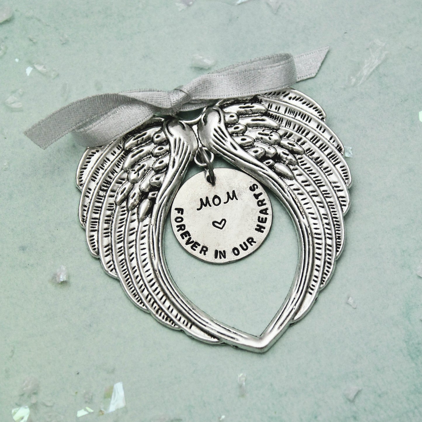 Personalized Memorial Christmas Ornament, In Memory Ornament, Remembrance Ornament Gift, Angel Wing Christmas Ornament, Hand Stamped