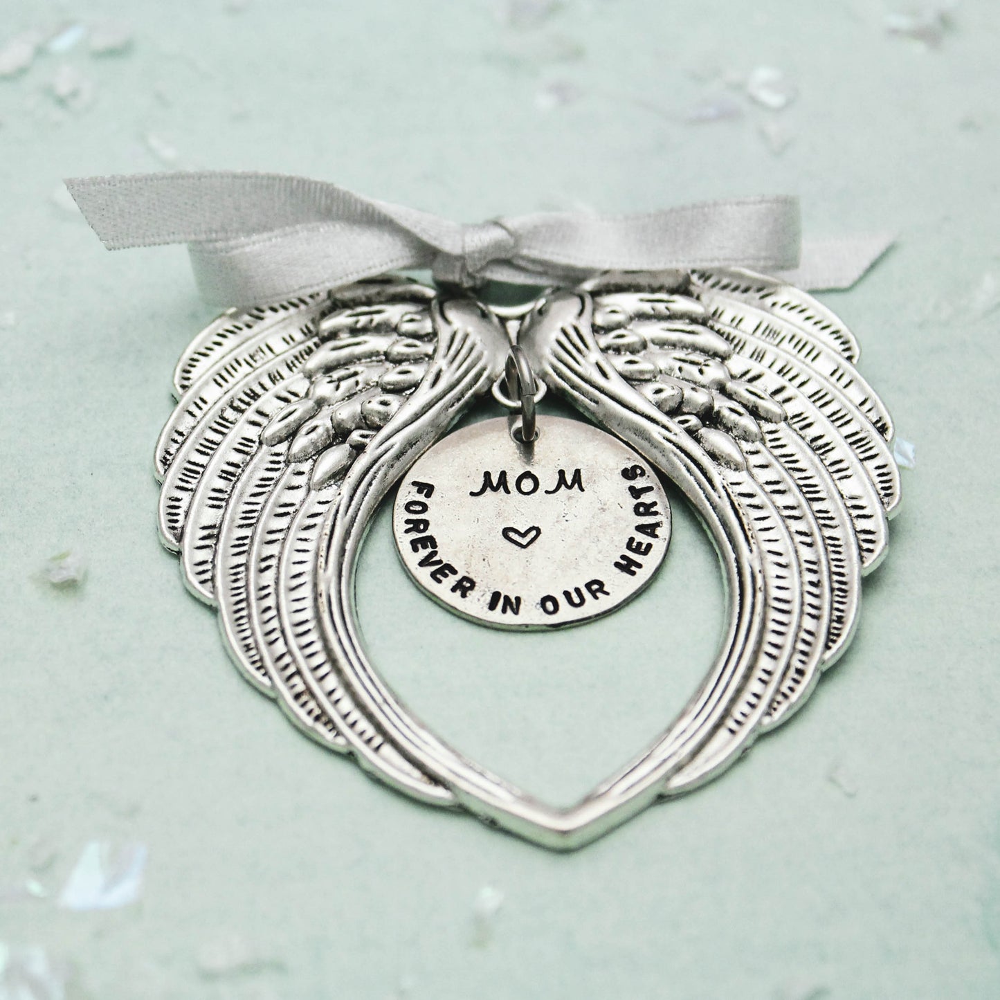 Personalized Memorial Christmas Ornament, In Memory Ornament, Remembrance Ornament Gift, Angel Wing Christmas Ornament, Hand Stamped