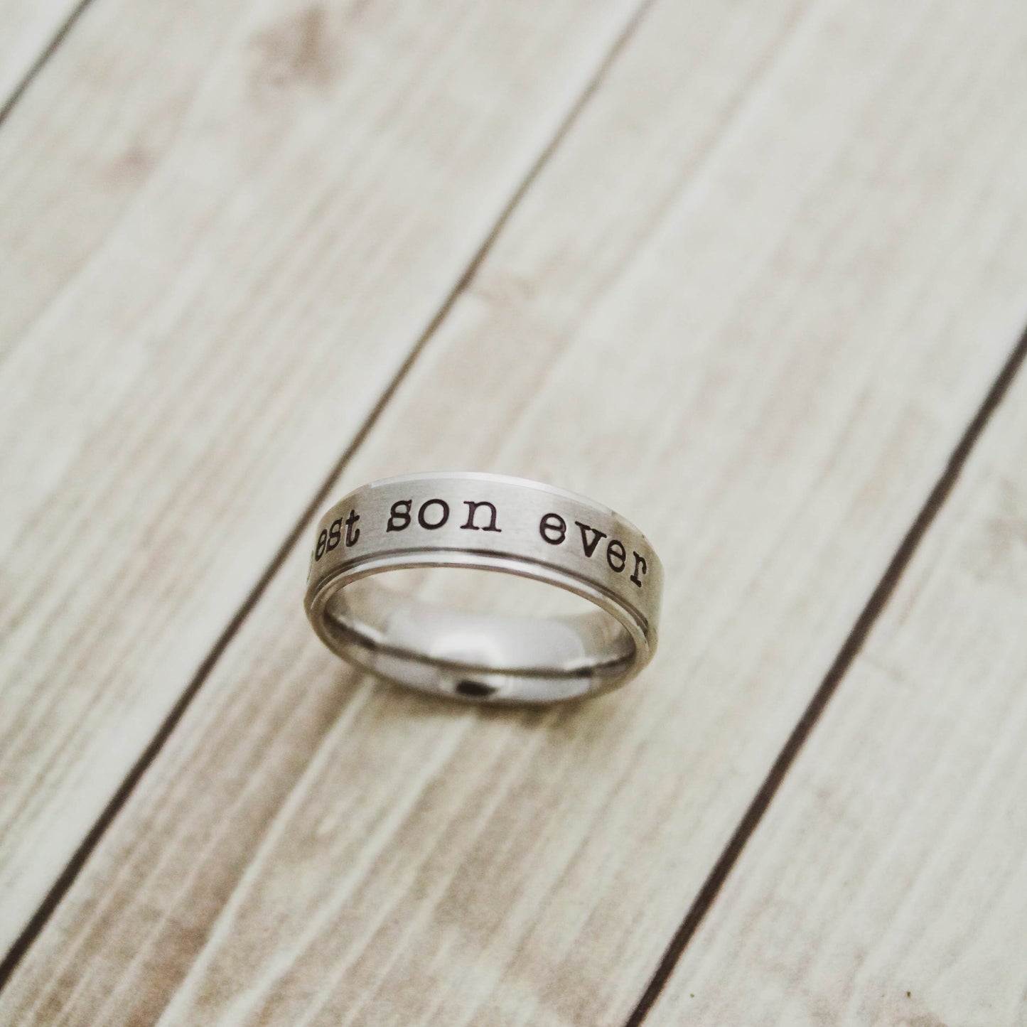 Best SON Ever Personalized Ring, Customized Silver Ring, Gift for Son, Hand Stamped Stainless Steel Name Ring, Shiny Silver Custom Ring