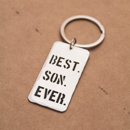 Best Son Ever Keychain, Personalized Key Chain, Gifts for Sons, Gifts for Him, Handstamped, Personalized Gift, Son Gift Keychain, Son Gift